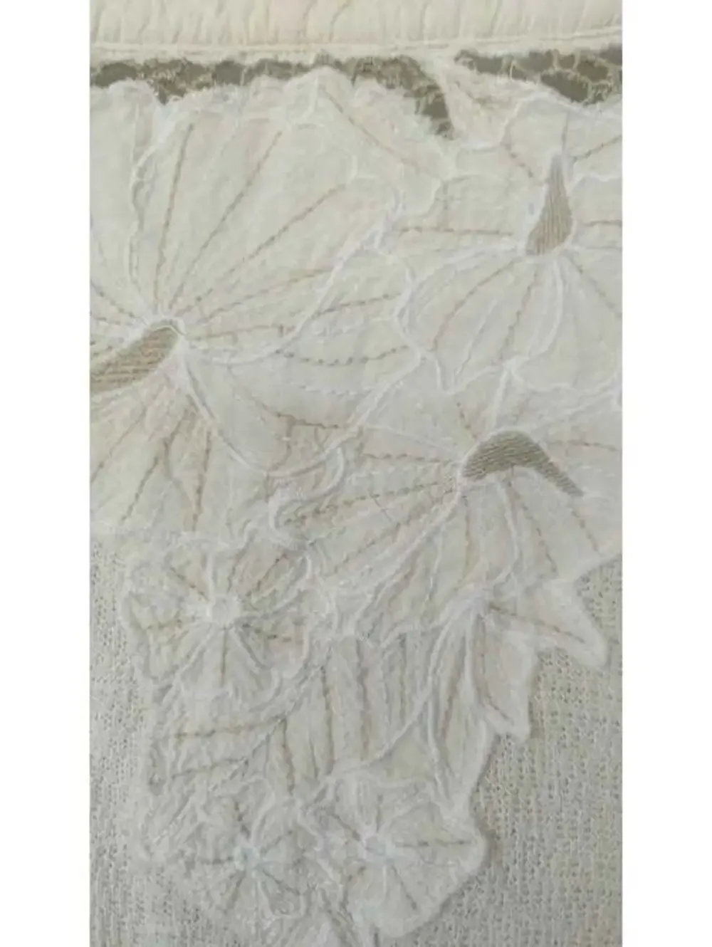 Free People Natural Lace Henley Top with Open Work and Fine Crochet